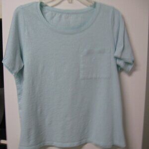 Eileen Fisher Pool/Aqua Short Sleeve Scoop Neck Tee Size Small